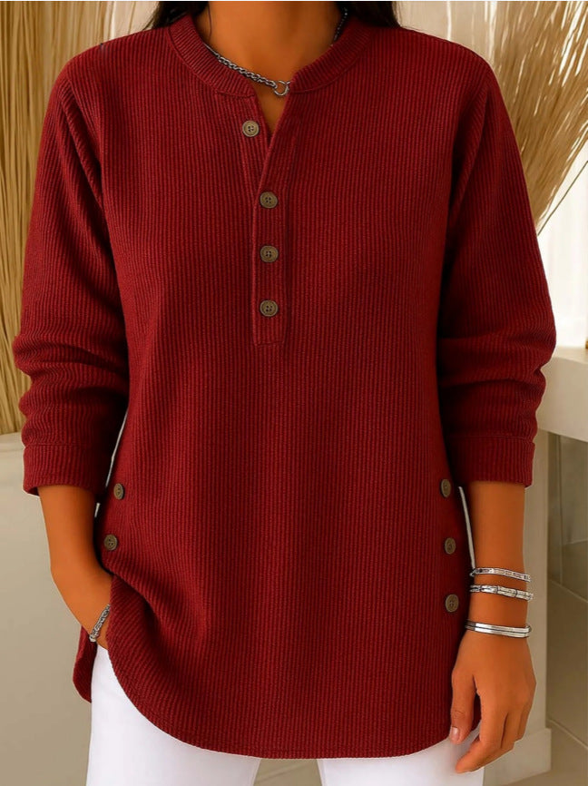 DOVIORA™ – Pull Col V Boutonné Chic & Confort
