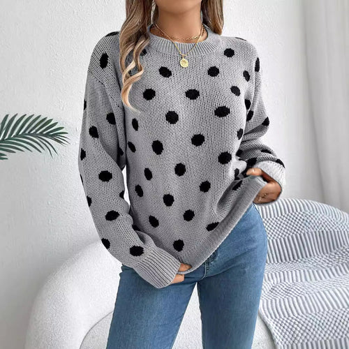 Pull Femme à Pois Bicolores – Automne & Hiver
