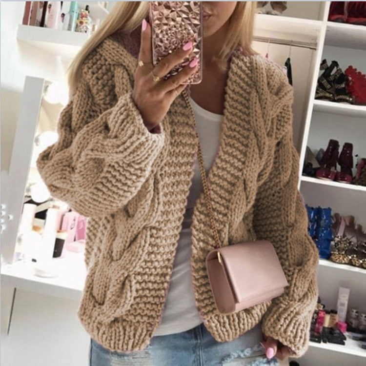 Cardigan Femme – Maille Torsadée Épaisse
