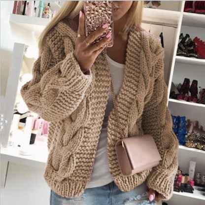 Cardigan Femme – Maille Torsadée Épaisse