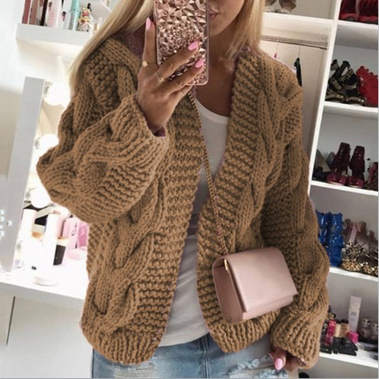 Cardigan Femme – Maille Torsadée Épaisse