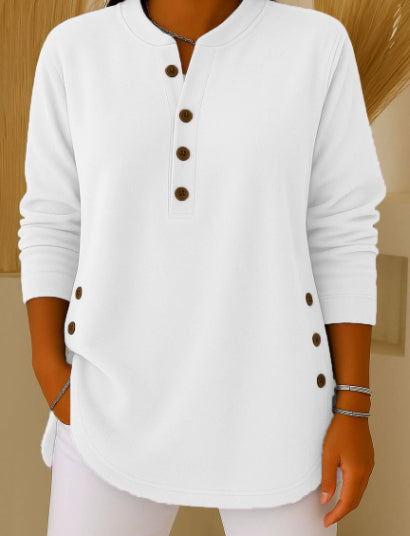 DOVIORA™ – Pull Col V Boutonné Chic & Confort