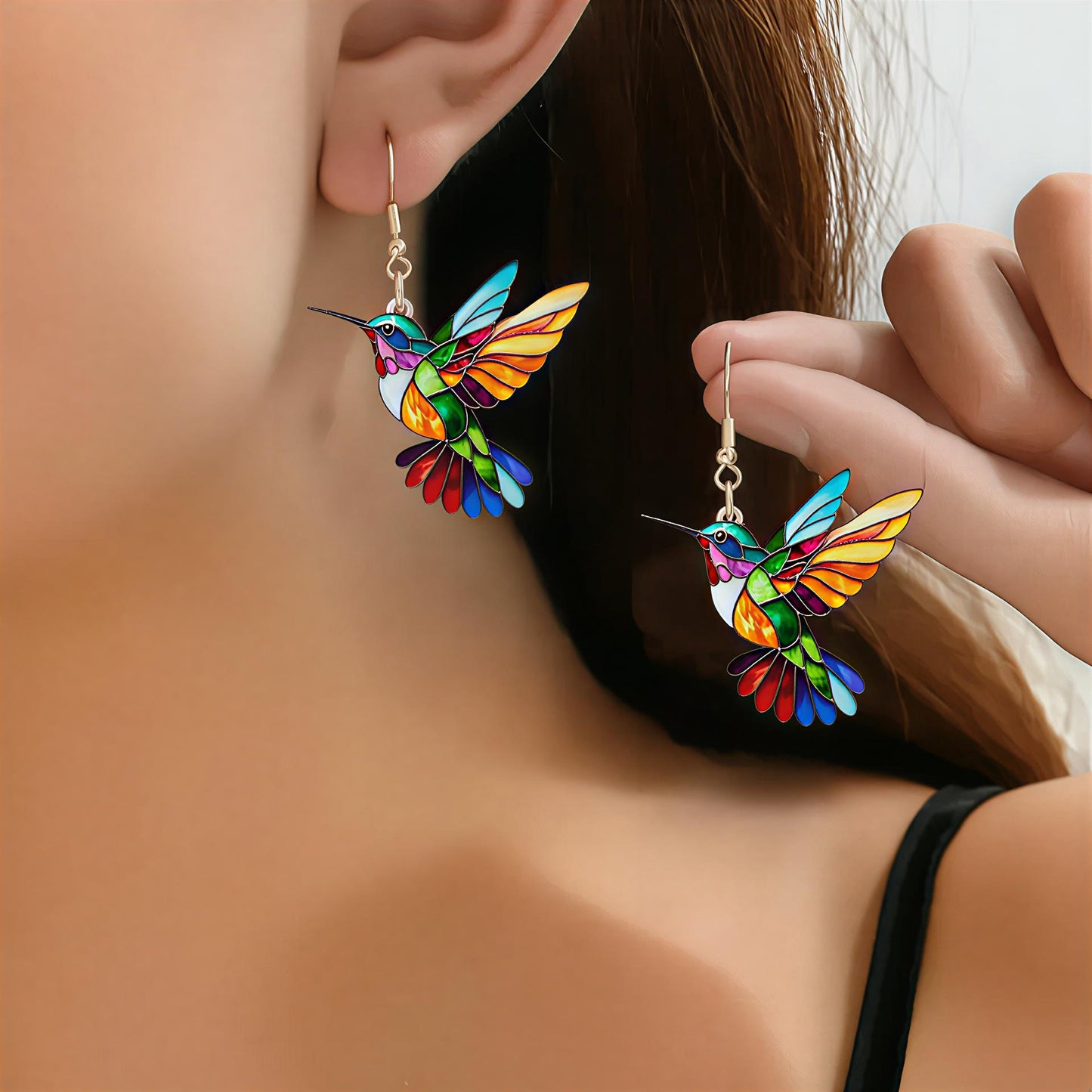 Boucles d’Oreilles Colibri Porte-Bonheur Collier Offert – Série Limitée