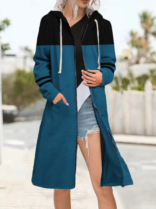 Veste Zippée Bicolore Style Décontracté