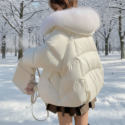 Doudoune en coton Courte Rembourrée I Col Fourrure Hiver