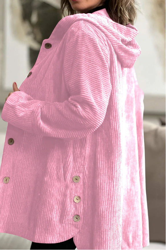 Veste à capuche en velours décontractée pour l'automne