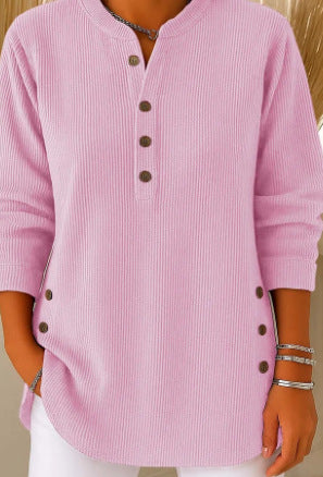 DOVIORA™ – Pull Col V Boutonné Chic & Confort