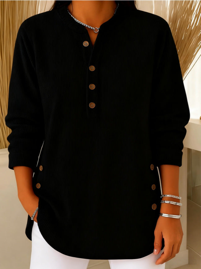 DOVIORA™ – Pull Col V Boutonné Chic & Confort