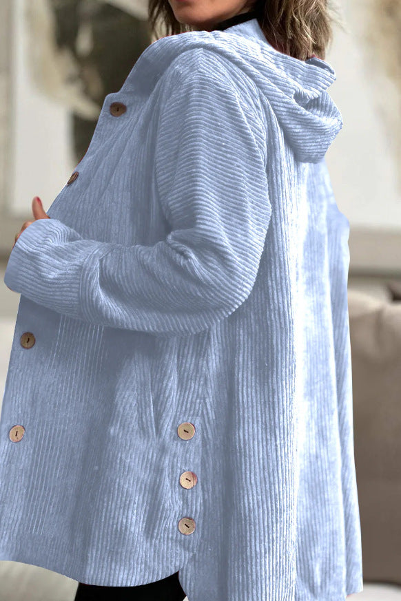 Veste à capuche en velours décontractée pour l'automne